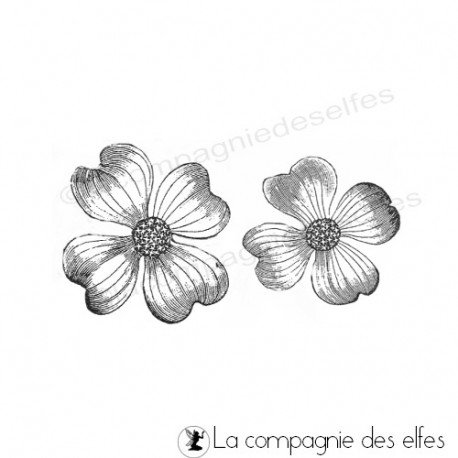 Pages d'art journal Fleur-de-cornouiller-tampon-nm
