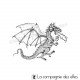 Tampon encreur dragon flamme | dragon rubberstamp