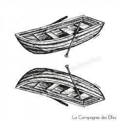 Tampon encreur barques miroir en bois pour la pêche